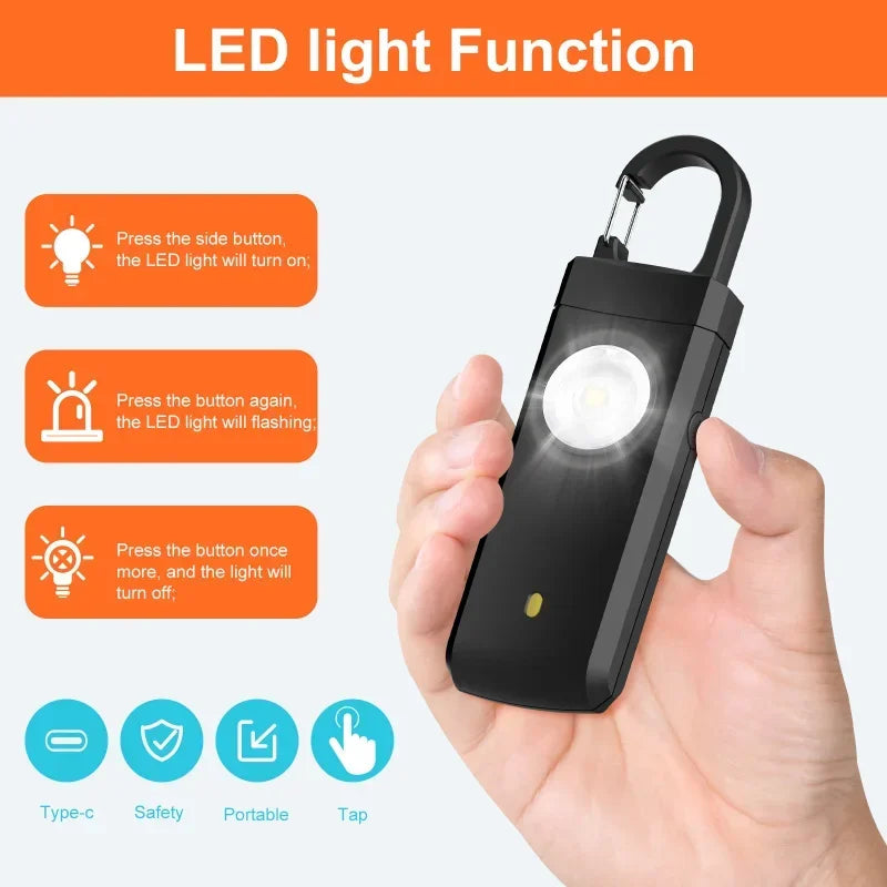Fixby Safety Light — LED Flashlight + 120dB Alarm Keychain.